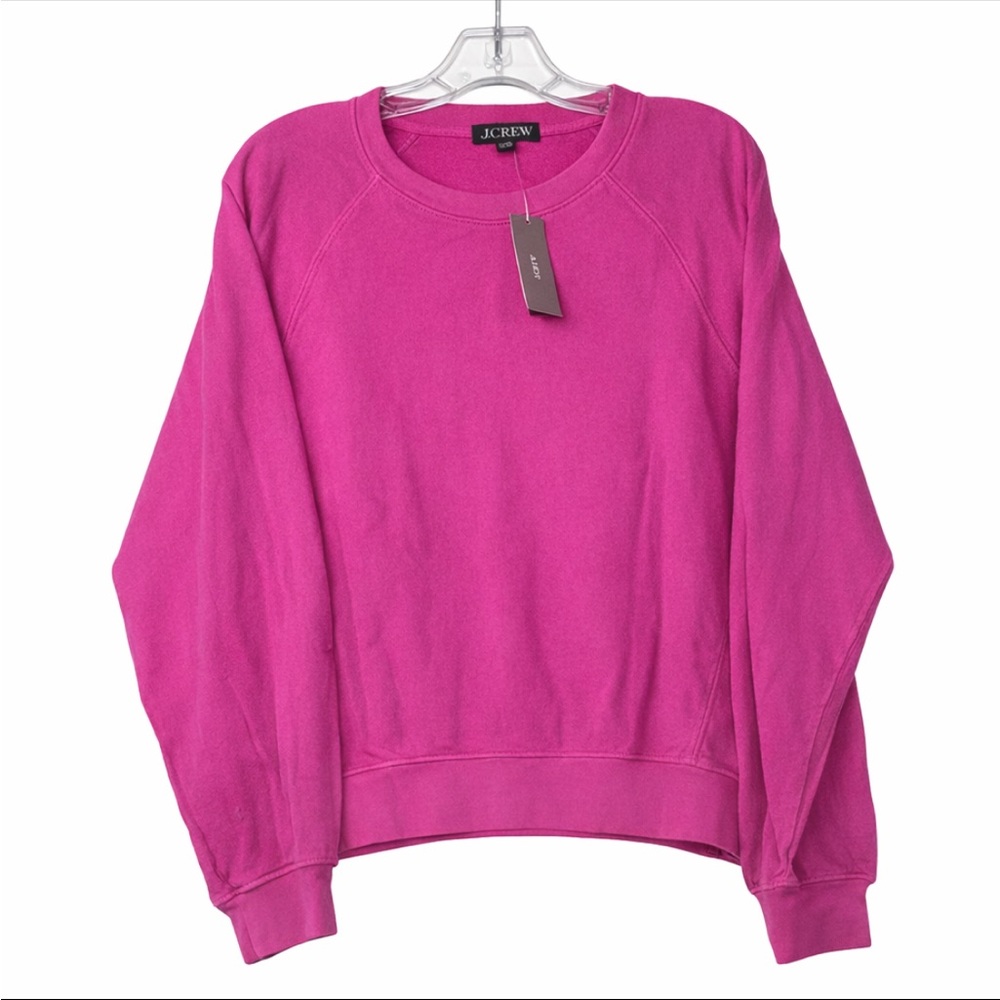 J.Crew Bright Pink Crewneck Sweatshirt Pullover Raglan Sleeve SM( oversized) NWT
